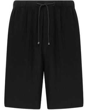Laneus Drawstring Embroidered Shorts - Black