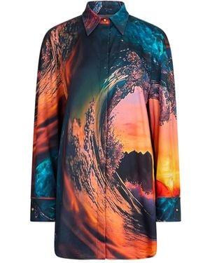 Roberto Cavalli Hemd Aus Seide - Blau