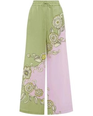 ALÉMAIS Sora Floral-Print Pants - Green