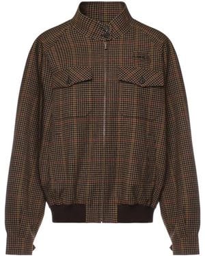 Miu Miu Houndstooth Check Zip-Fastening Jacket - Brown