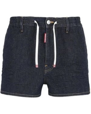 DSquared² Dark Weight Wash Pull On Shorts - Blue