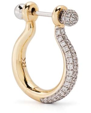 Rainbow K 14K And Small Ball Diamond Hoop Earring - Metallic