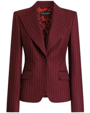 Dolce & Gabbana Turlington Single-Breasted Pinstripe Wool Jacket - Purple