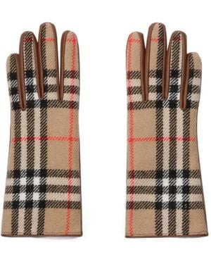 Burberry Check-Pattern Gloves - Natural