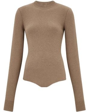 Ferragamo Long-Sleeve Bodysuit - Brown