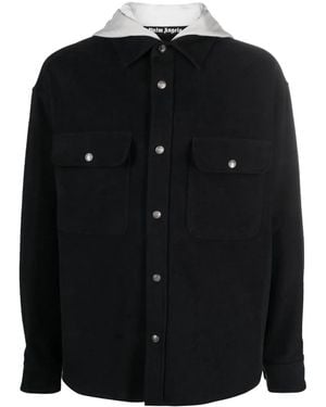 Palm Angels Cotton Hooded Jacket - Black