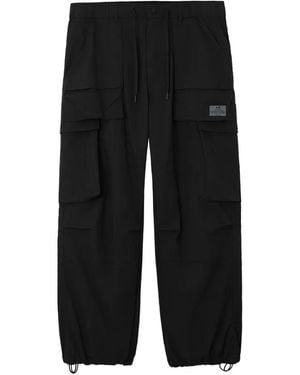 AFTERMATHS Logo-Patch Wide-Leg Cargo Pants - Black