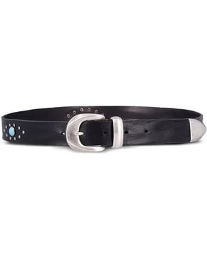Fabrizio Mancini Studded Leather Belt - White