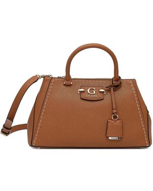 Guess Natra Society Stitched-Detail Tote Bag - Brown