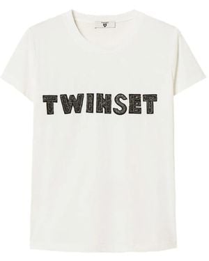Twinset T-Shirt With Embroidered Patch Logo - White
