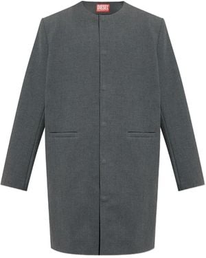 DIESEL Collarless Single-Breasted Coat - Grey