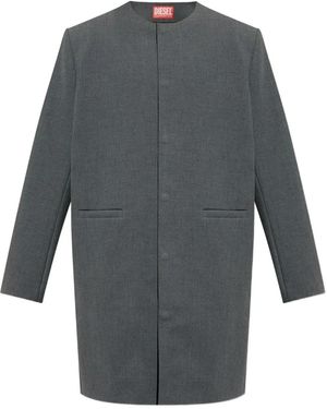 DIESEL Collarless Single-Breasted Coat - Grey