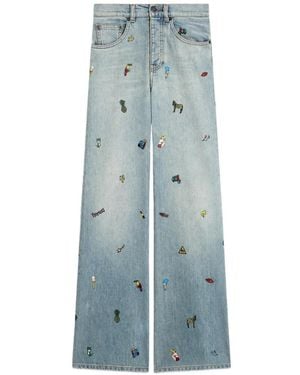Fiorucci Toys-Print Wide Jeans - Blue