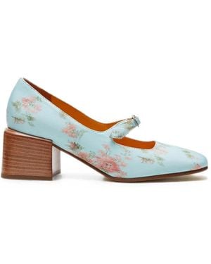 LILI CURIA Ginger Floral-Print Court Shoes - White