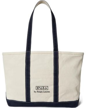 Polo Ralph Lauren Logo-Embroidered Canvas Tote Bag - White