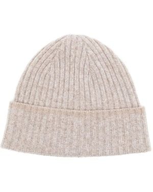 N.Peal Cashmere Contrast Cashmere Beanie - Natural