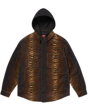 Supreme Tiger-print Hooded Shirt - Brown