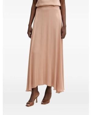 Haveone Satin-Finish Flared Maxi Skirt - Natural