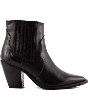 Julie Dee 70Mm Leather Pointed-Toe Block-Heel Boots - Black