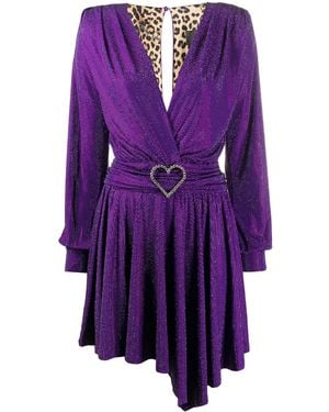 Philipp Plein Plunging V-Neck Dress - Purple