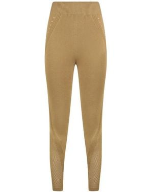 Alberta Ferretti Perforated High-Waisted Leggings - Natural