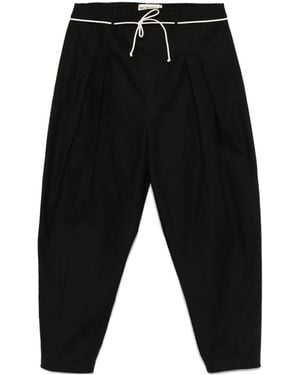 Mordecai Pleated Drawstring Trousers - Black