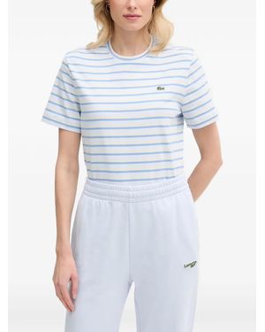 Lacoste Striped Logo-Patch T-Shirt - Blue