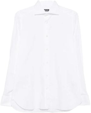 ZEGNA Long-Sleeve Spread-Collar Shirt - White