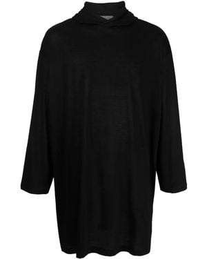 Yohji Yamamoto Graphic-Print Long Hoodie T-Shirt - Black