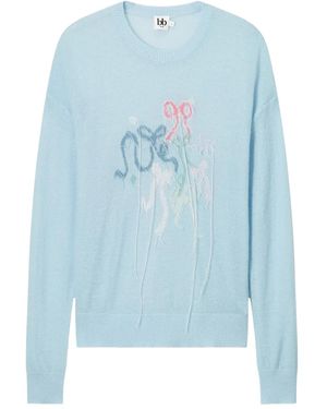 B+ AB Trui Met Franje Strik En Lange Mouwen - Blauw