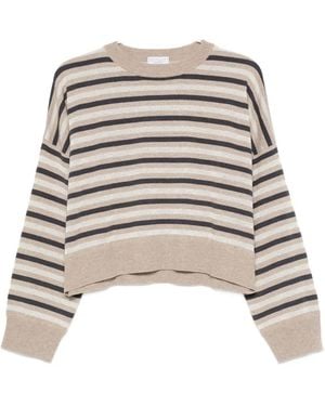 Brunello Cucinelli Horizontal-Stripe Jumper - White