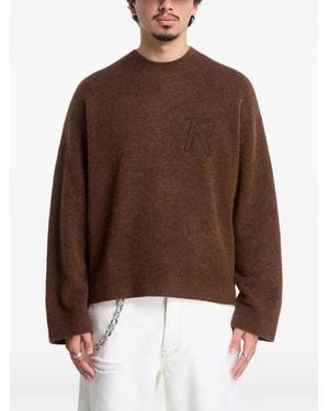 Represent Logo-Embroidered Crew-Neck Sweater - Brown