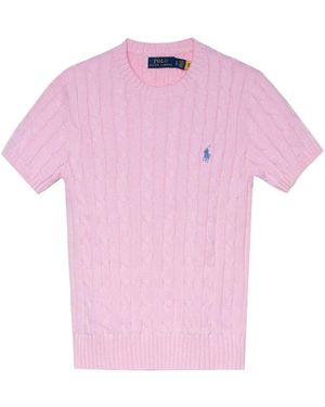 Polo Ralph Lauren Cable-Knit Short-Sleeve Top - Pink