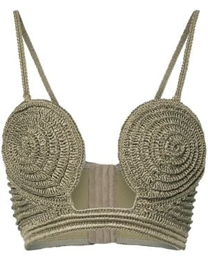 Cult Gaia Viviana Crochet Bustier - Grey