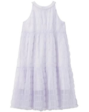 B+ AB Tiered Ruched Dress - White