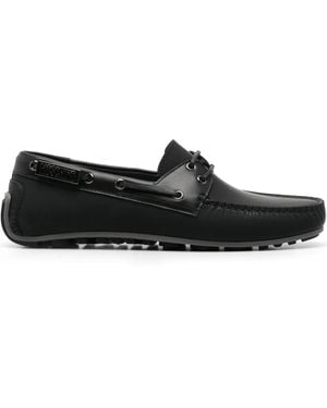 Moschino Logo-Plaque Boat Shoes - Black