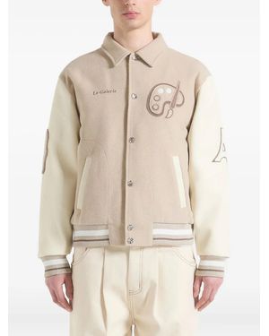 Manière De Voir Wool-Blend Varsity Jacket - Natural