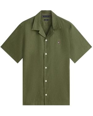 Tommy Hilfiger Short-Sleeve Logo-Patch Shirt - Green