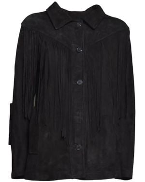 Blusotto Fringed Letaher Jacket - Black