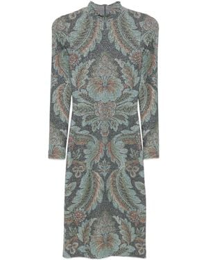 Etro フローラル ハイネックドレス - グレー
