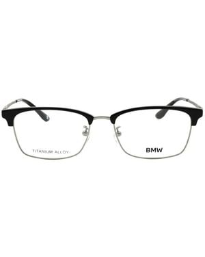 BMW Rectangle-Frame Titanium Glasses - White