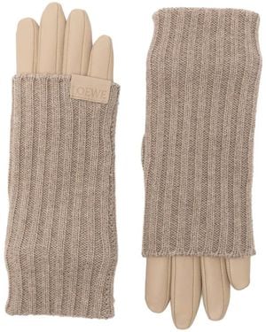 Loewe Ribbed Panel Gloves - Natural