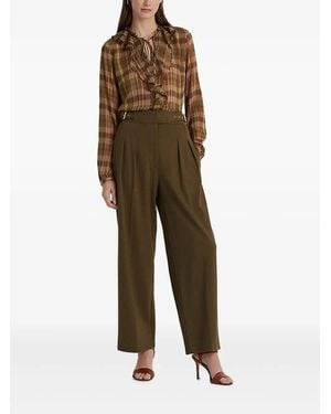 Ralph Lauren Plaid Ruffled Blouse - Brown