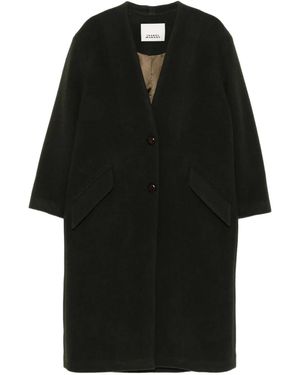 Isabel Marant Button-Front Patch-Pocket Coat - Black