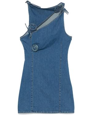 Coperni Asymmetric Flower-Detail Mini Dress - Blue