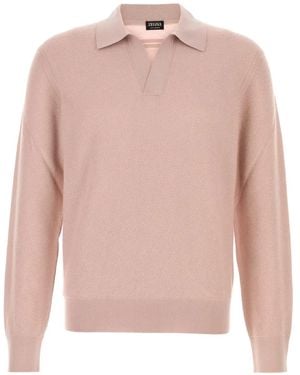 ZEGNA Polo-Collar Cashmere Sweater - Pink