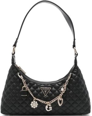 Guess Gesteppte Schultertasche Mit Kettendetail - Schwarz