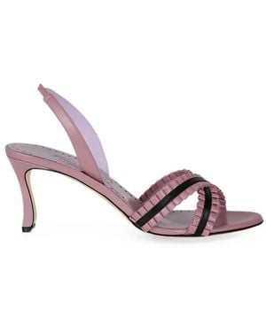 Manolo Blahnik Volusan Ruffled Slingback Sandals - Pink