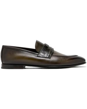 Neil Barrett Crocodile-Effect Leather Loafers - White
