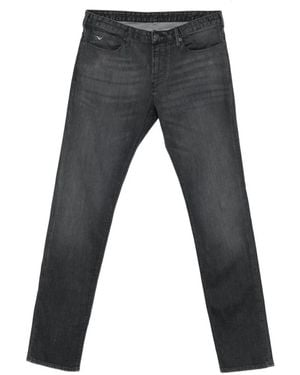 Emporio Armani Logo-Plaque Faded Jeans - Grey